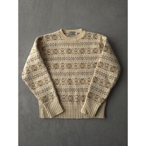 Vintage 1970s Craftcentre Pure New Wool Beige Crewneck Sweater Britian M Women's